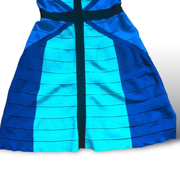 INC Striped Bandage Dress - Turquoise/Blue, Size XS - Picture 6 of 10